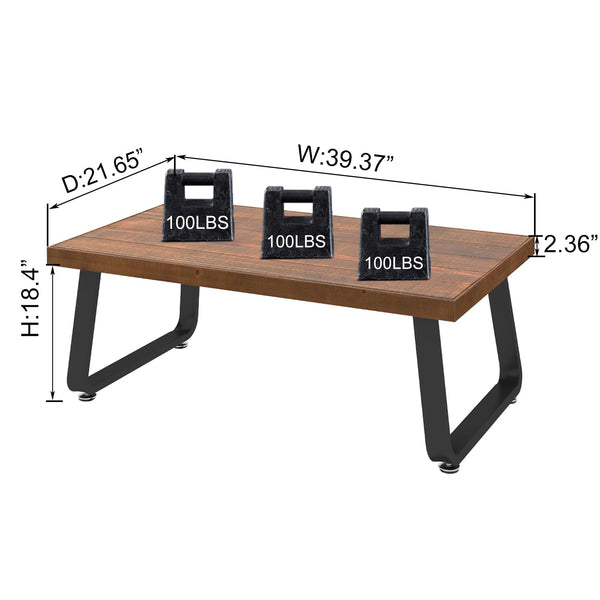Rustic Wood Coffee Table with Metal Frame