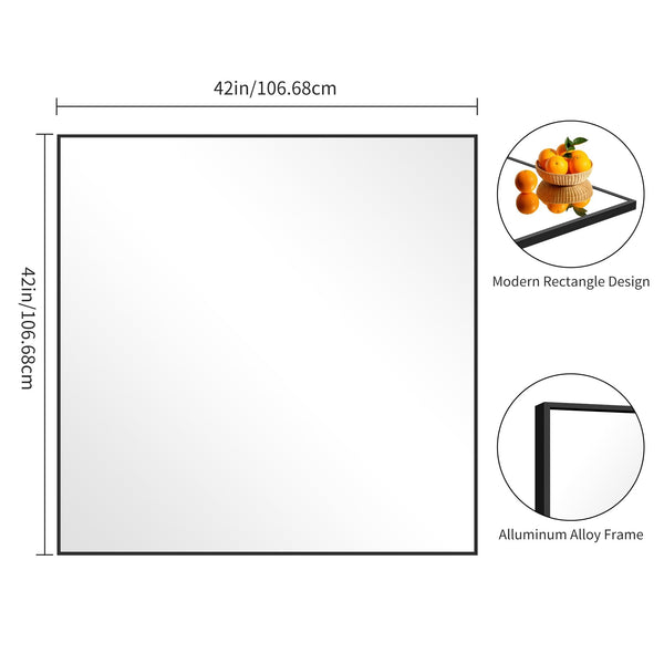 42 Inch Square Wall Mirror with Metal Frame