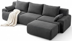 118" L-Shape Modular Cloud Sectional Sofa with Ottoman
