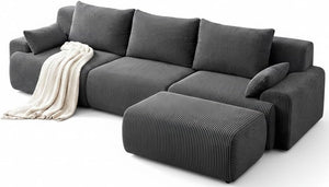 118" L-Shape Modular Cloud Sectional Sofa with Ottoman