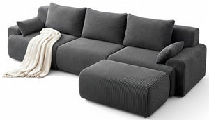 118" L-Shape Modular Cloud Sectional Sofa with Ottoman