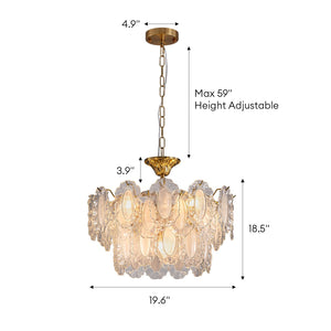 Gold Crystal Chandelier 3-Layer 6-Light Round Pendant Light