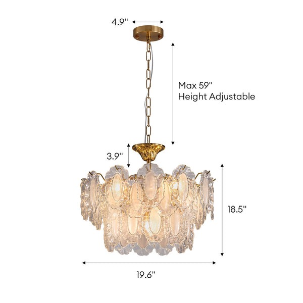 Gold Crystal Chandelier 3-Layer 6-Light Round Pendant Light