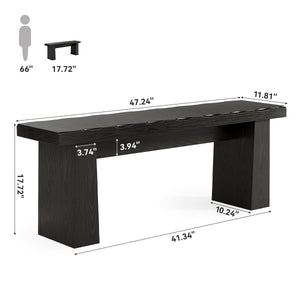 47-Inch Wooden Entryway Bench with Wavy Edge Design