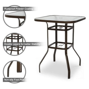 Outdoor Bar Height Patio Table with Umbrella Hole