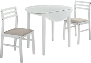 3-Piece Drop Leaf Dining Set with Cushioned Chairs