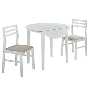 3-Piece Drop Leaf Round Dining Set with 2 Chairs