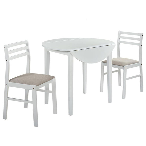3-Piece Drop Leaf Round Dining Set with 2 Chairs