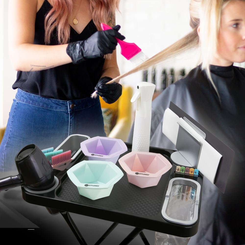 Folding Salon Rolling Tray with Wheels