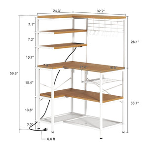 L-Shaped Baker's Rack with Power Outlet, 6-Tier
