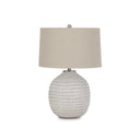 Round Textured Ceramic Table Lamp – Beige