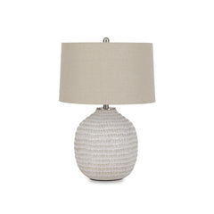 Round Textured Ceramic Table Lamp – Beige