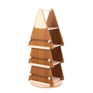 360° Rotating Tree Bookshelf – 4-Tier Pine Wood Floor Standing Bookcase