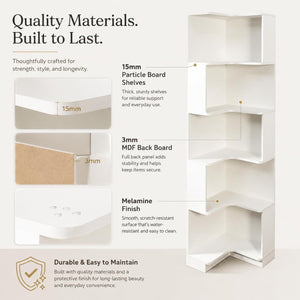 6-Tier Corner Bookshelf with LED Lights