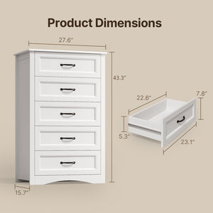 5-Drawer Wood Dresser Storage Cabinet