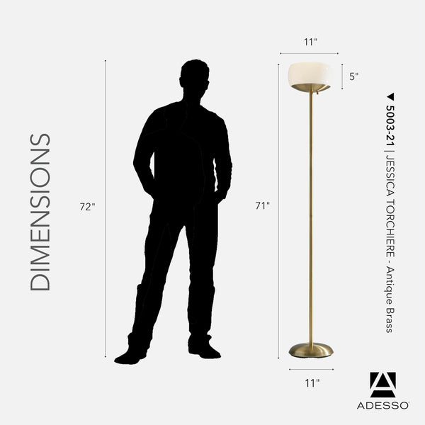 Antique Brass Torchiere Floor Lamp