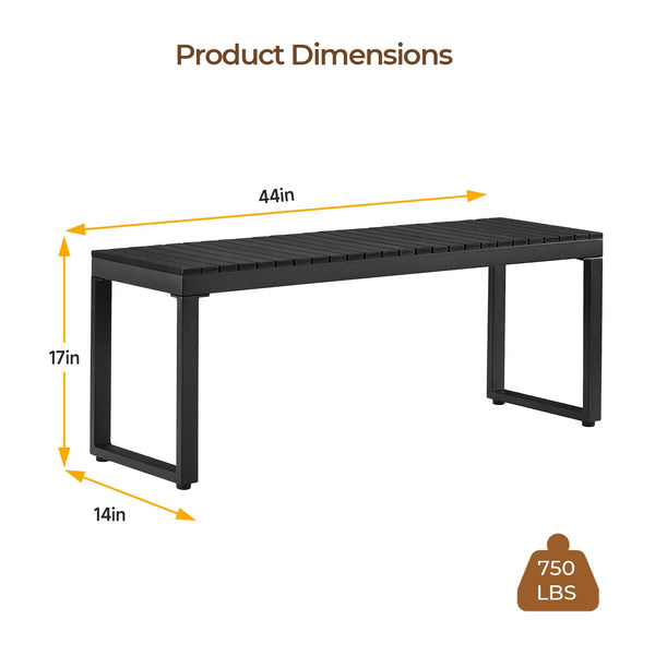 Outdoor Garden Bench – 2-Person HDPS Patio Bench with Metal Frame