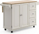 Rolling Kitchen Island Cart with Drop-Leaf Breakfast Bar