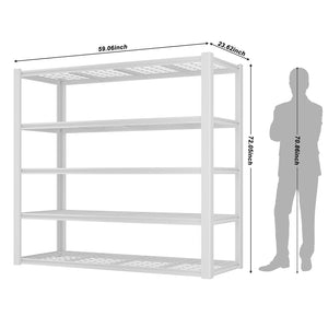 5-Tier Heavy Duty Metal Garage Shelving Unit, 3000 lbs Capacity, White