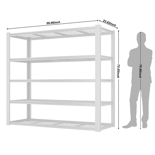 5-Tier Heavy Duty Metal Garage Shelving Unit, 3000 lbs Capacity, White