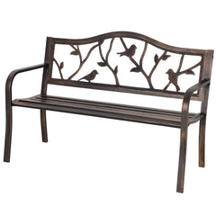Cast Iron Outdoor Garden Bench with Backrest and Armrests