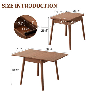 Expandable Solid Wood Dining Table for 2–6