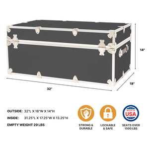 32-Inch Large Lockable Storage Trunk with Removable Wheels