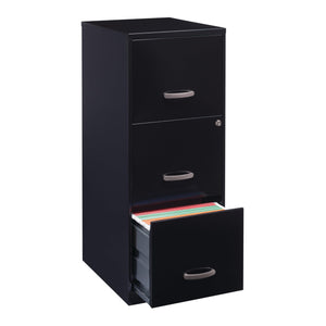 3-Drawer Vertical File Cabinet – Steel, Letter-Size, Black