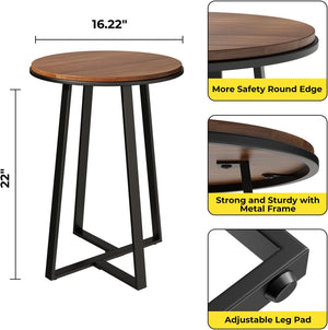 Round End Table with Metal Frame