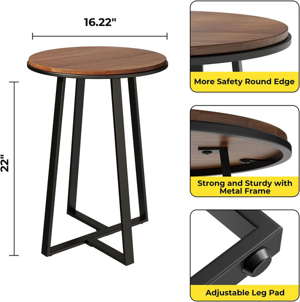 Round End Table with Metal Frame