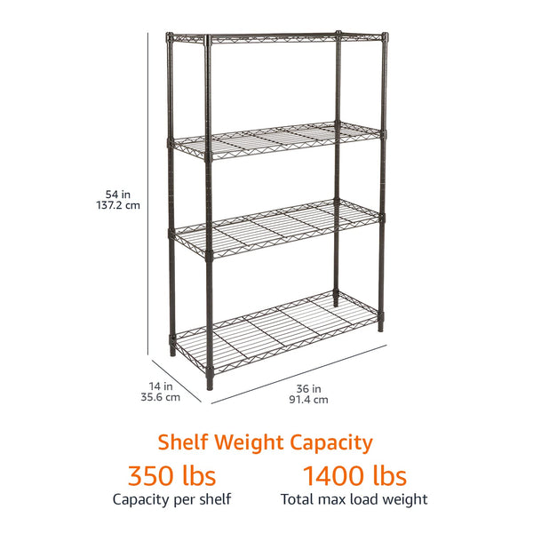 4-Shelf Adjustable Heavy Duty Steel Wire Rack
