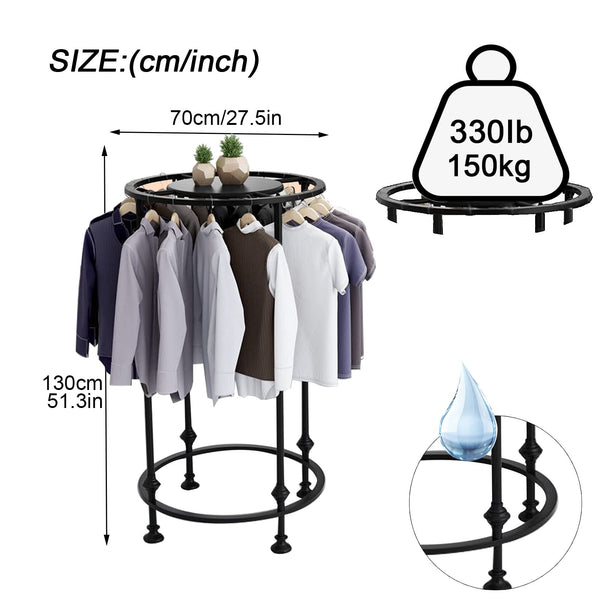 Round Rotating Garment Rack with Topper