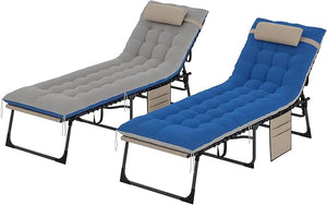 Folding Outdoor Chaise Lounge Chair Set of 2 with Adjustable Backrest
