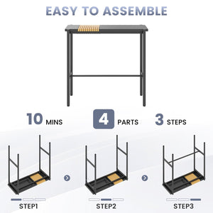 Metal Outdoor Bar Table with Adjustable Footrest