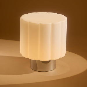 Frosted Glass Mushroom Table Lamp – Chrome
