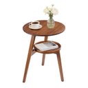 Bamboo Round 2-Tier End Table with Storage Shelf