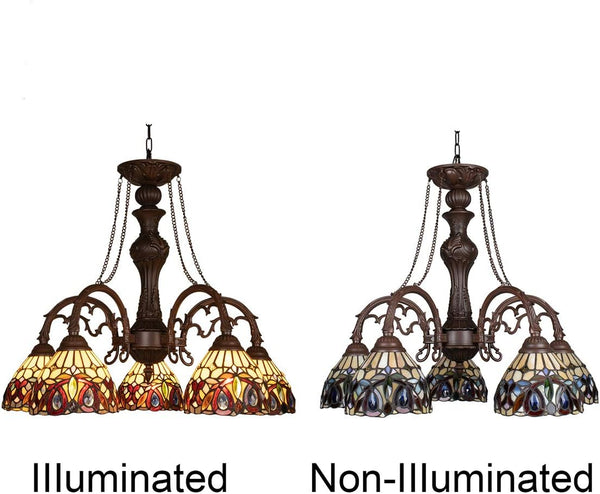 5-Light Tiffany Stained Glass Chandelier
