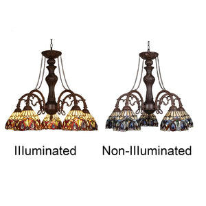 5-Light Tiffany Stained Glass Chandelier