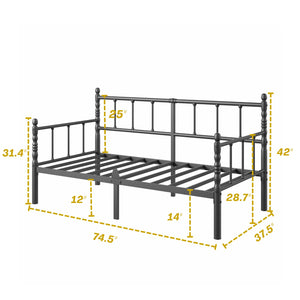 Twin Metal Daybed Frame with Headboard