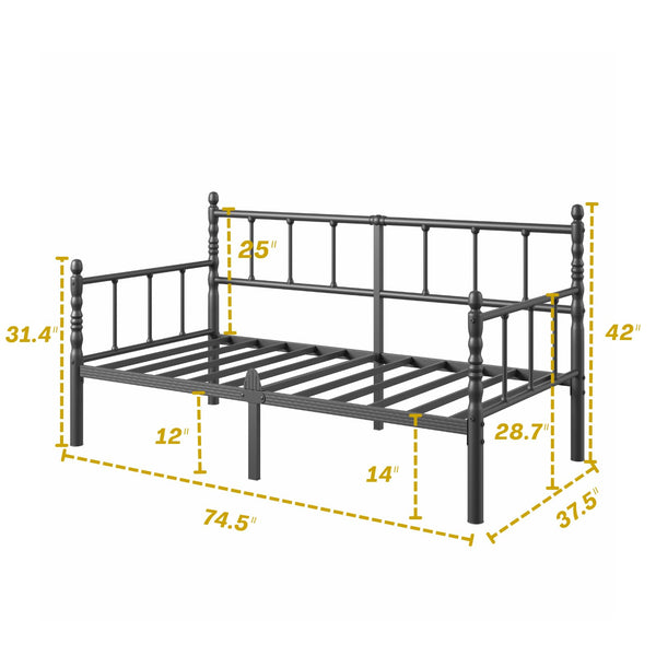 Twin Metal Daybed Frame with Headboard