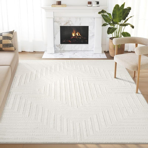 Cream Geometric Area Rug