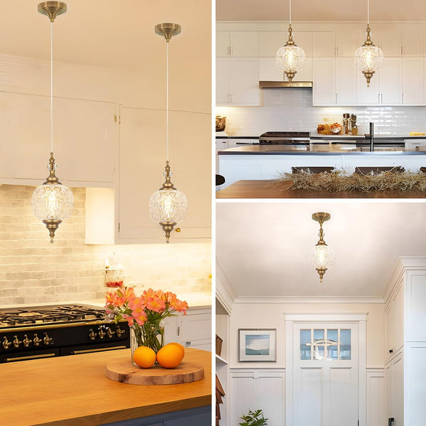 Vintage Glass Pendant Lights Set of 2 – G9 Adjustable Hanging Lights