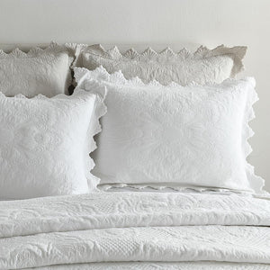White Floral Cotton Quilt Bedding Set