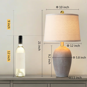 Farmhouse Ceramic Table Lamp Set of 2 with LED Bulbs