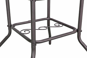Round Outdoor Patio Dining Table – Steel Frame & Glass Top