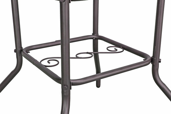 Round Outdoor Patio Dining Table – Steel Frame & Glass Top