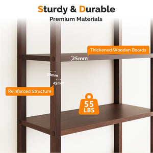 6-Tier Bookcase with Fluted Doors, 71" Wood Storage Cabinet