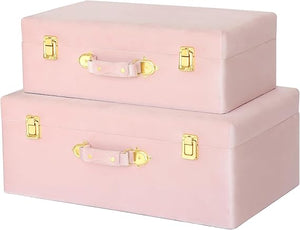 Velvet Storage Trunk Set of 2 with Gold Hardware