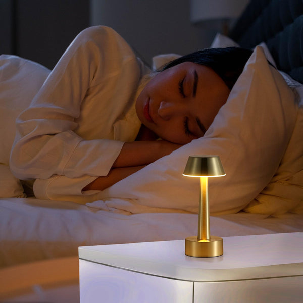 UMEXUS 8.8'' Cordless Small Table Lamp for Bar Restaurant, Rechargeable Battery Operated Touch Lamps, Gold 3-Way Dimmable LED Metal Portable Bedside Mini Night Light for Bedroom Outdoor, Home Decor