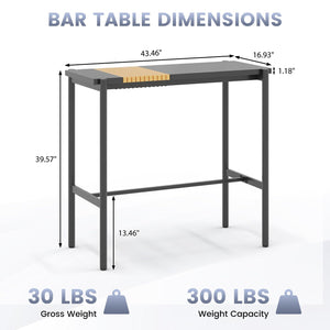 Metal Outdoor Bar Table with Adjustable Footrest